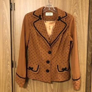 Bettie Page Brown Blazer with Black Polka Dots